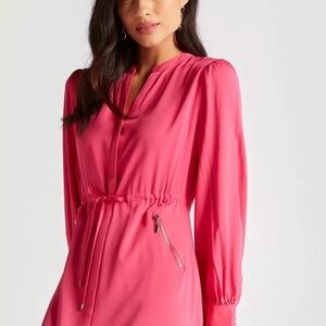 ICONIC London Vibrant Pink Long Sleeve Dress
